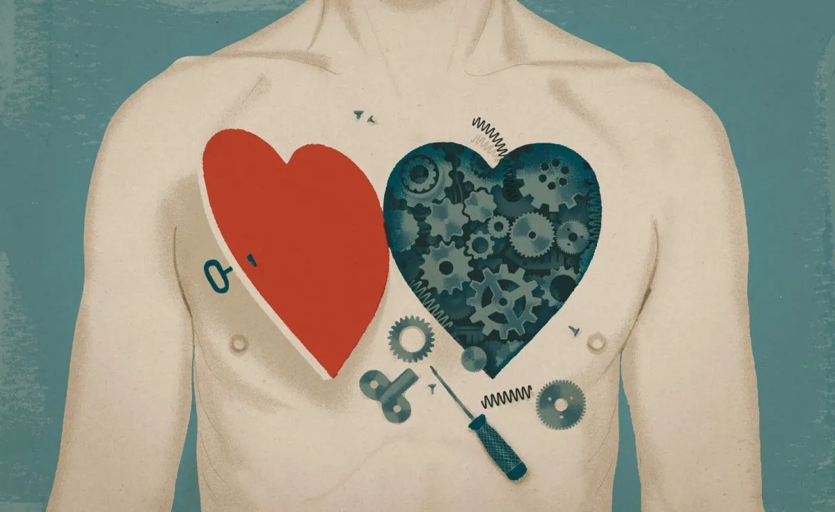 Cartoon body with two hearrs