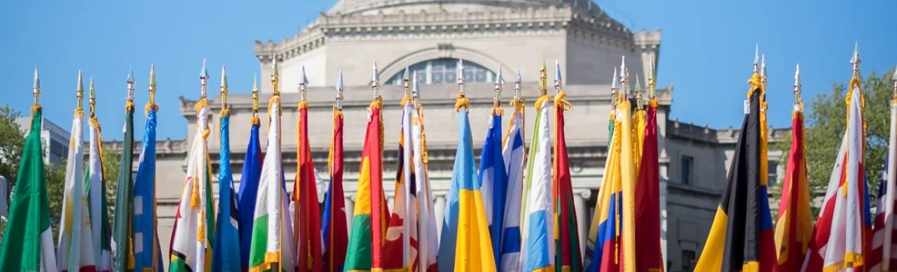 Flags outside Low Library